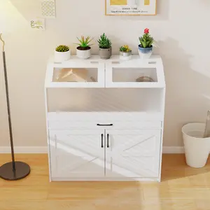 FUFU&GAGA 29.4" Indoor Guinea Pig Hamster Cages for Small Animals Large Critter Nation Cage with Barn Doors Frosted Acrylic Metal Handles for Guinea Pig Hamster Gerbil Hedgehog White Detachable Design