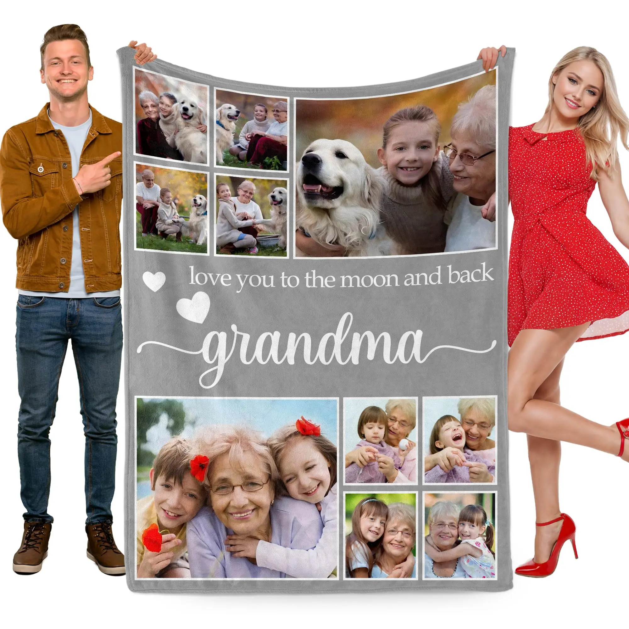 Custom Blanket with Photos Text for Grandma, Customized Best Grandma Ever Blanket,  Mothers Day, Birthday Gifts for Grandma
