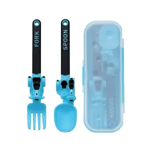 Cartoon Motorcycle Toddler Cutlery Set, Ergonomic Non-Slip Heat Resistant Fork & Spoon, Food-Grade BPA-Free Non-Toxic Kid Utensils, Complete Feeding Kit, Ideal Holiday & Birthday Gift for Boys