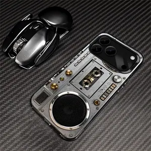 Retro Cassette Boombox Printed Shockproof Phone Case, Vintage Radio Design Protective Cover, Cool Y2K Aesthetic Accessory for iPhone & Samsung