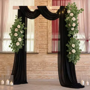 Sheer Wedding Arch Drape – 5ftx32ft Black Sheer Curtain Backdrop, Ceiling Drapery Panel