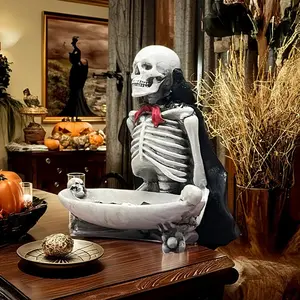 Gothic Victorian Skull Tray Decor, Resin Table Centerpiece for Home Office Halloween Party, Key Jewelry Candy Holder, Vintage Design