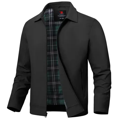 GOPUNE Menswear Coats Men's Lightweight Jacket Windbreaker Golf Light Full Zipper Zip Up Work Casual Bomber with Zip Pockets