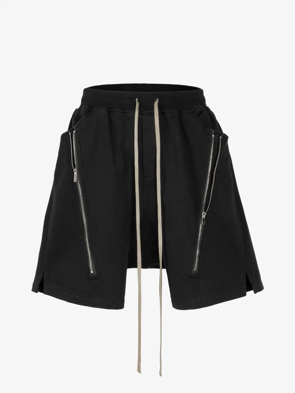 Supermade Men's Retro Polyester Shorts with Side Zipper Slit, Stylish Casual Athletic Streetwear with Pockets