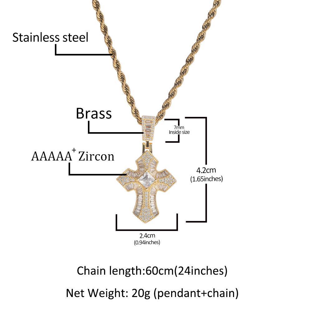 CDM-HIP-HOP Jewelry, Pink / Gold / Silver Cross Necklace , 2 Piece Set, Single Cross Pendant + Twist Necklace , Summer Wear Necklace