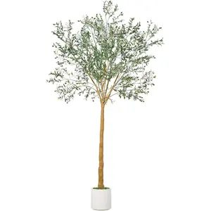 【Christmas Gift】10 Ft Artificial Olive Tree with White Planter Tall Fake Indoor Olive Plant Realistic Leaves & Fruit Large Floor Decor for Home Office Decorative Ornaments Decoration