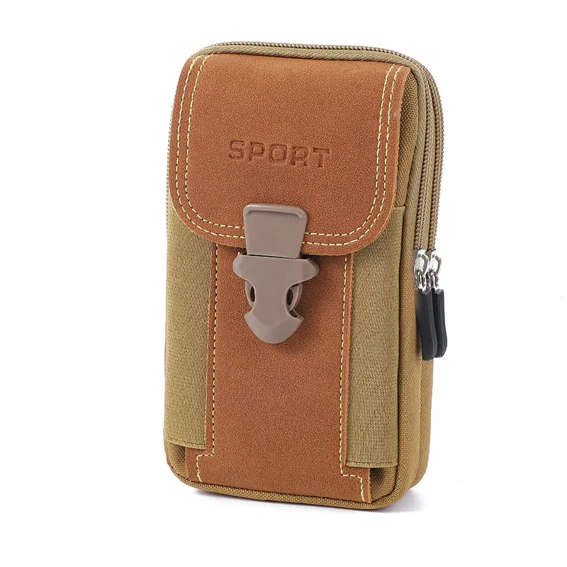 New 6.8-inch men's waist bag, portable phone bag for construction sites, can be worn with a belt, multi-functional vertical canvas bag,Phone Pouch Card Holder, Ideal for Work, Camping, Rescue (A Travel Essential)