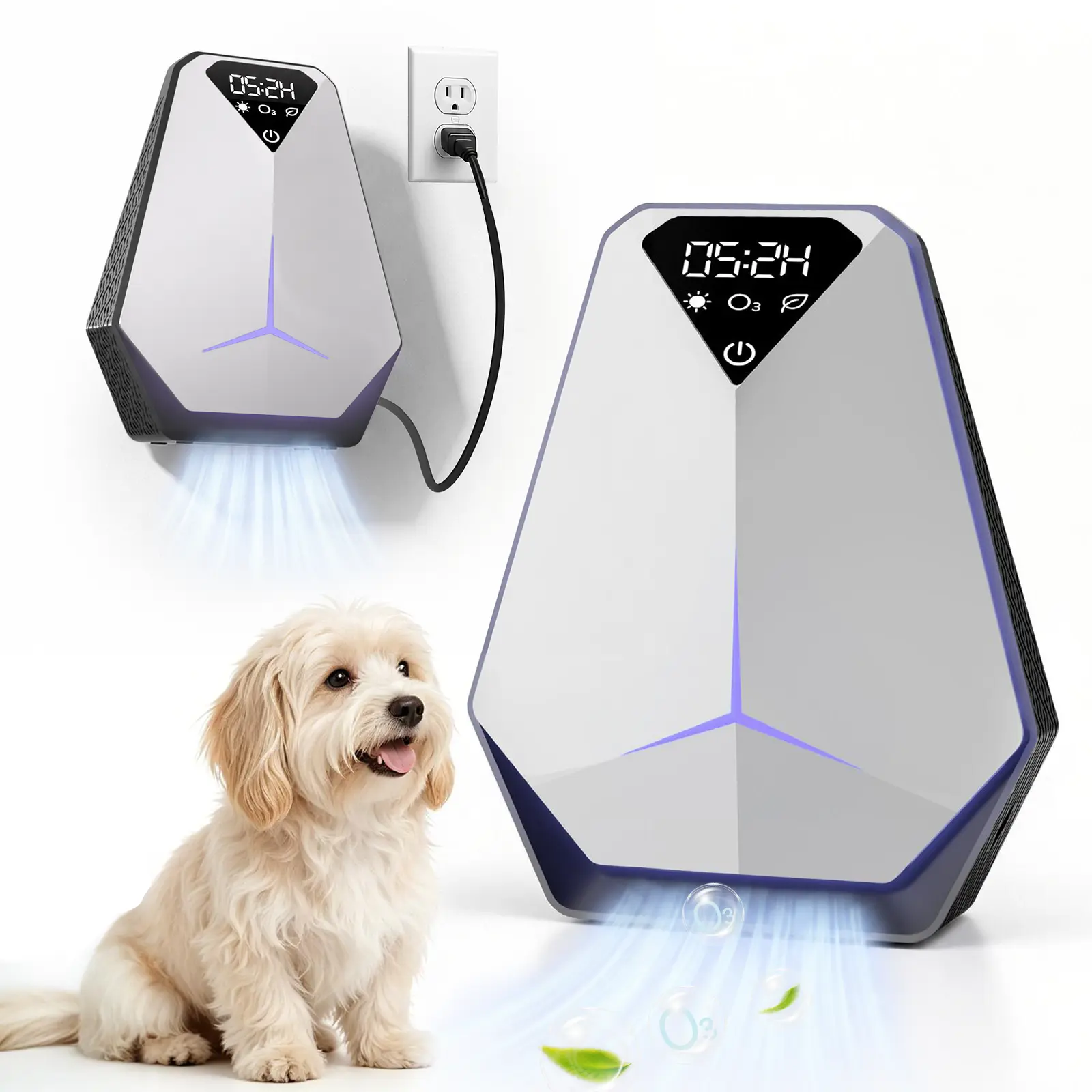 Teaifa Plug-in 3-in-1 Air Purifier | Ozone + Ion + LED | Independent Timer | EPA Certified | Wall/Table | Optional 10000mAh Battery | Removes Pet Odor, Formaldehyde, Smoke, Odor Eliminator