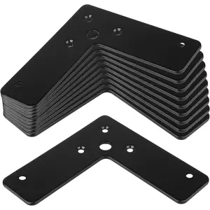 10 Pcs 4"x 4" Flat L Shaped Corner Brace Mending Plate, Black