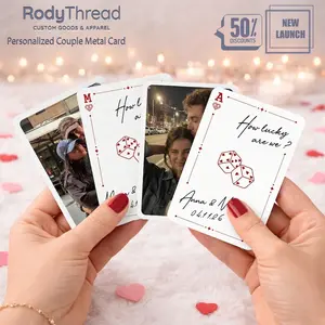 [Flash Deals] RodyThread Personalized Couple Photo Playing Wallet Insert Card, Custom Ace of Hearts Love Metal Card for Him, Romantic Anniversary Gift, Valentine's Day Photo Keepsake, Custom Name & Date Soulmate Gift