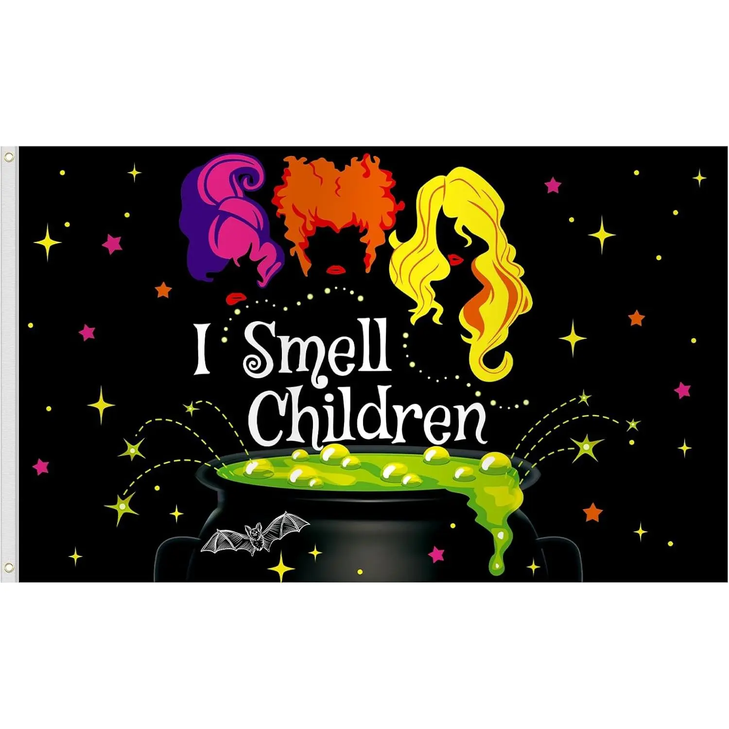Halloween Flag 3x5 Ft Double Printed Hocus Pocus Decorations I Smell Children Witches Hanging Outdoor Flag Party Supplies with Brass Grommets for Indoor Outdoor Garden,Lawn,Yard, Parade Decor