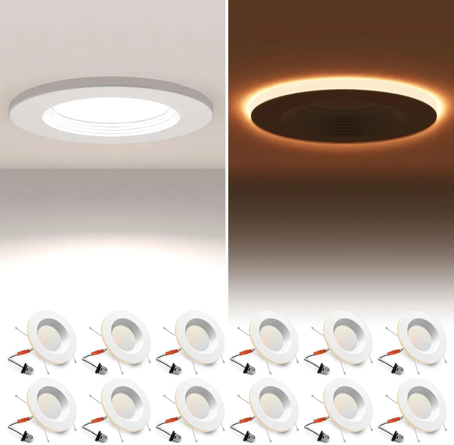 POWERASIA 6 Inch Recessed Lighting With Night Light 5CCT LED Dimmable Panel Pin Lights Ceiling For Bedroom Living Room Game Room Corridor High Brightness Save Electricity