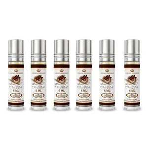 Al-Rehab Choco Musk Concentrated Creamy Unisex Perfume, 0.2 oz Roll-On Bottle (Pack of 6) with Vanilla Scent