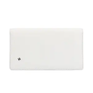 Pre-owned CHANEL Calfskin Wallet Camellia White 58975021 c