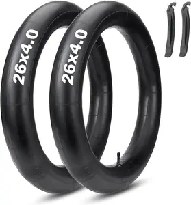 MOHEGIA Fat Bike Inner Tubes - 20x4.0/26x4.0 Inch E-Bike Fat Tire Tubes - Premium Butyl Rubber, Schrader Valve (AV 32mm) - Includes 2 Tire Levers (2-Pack)