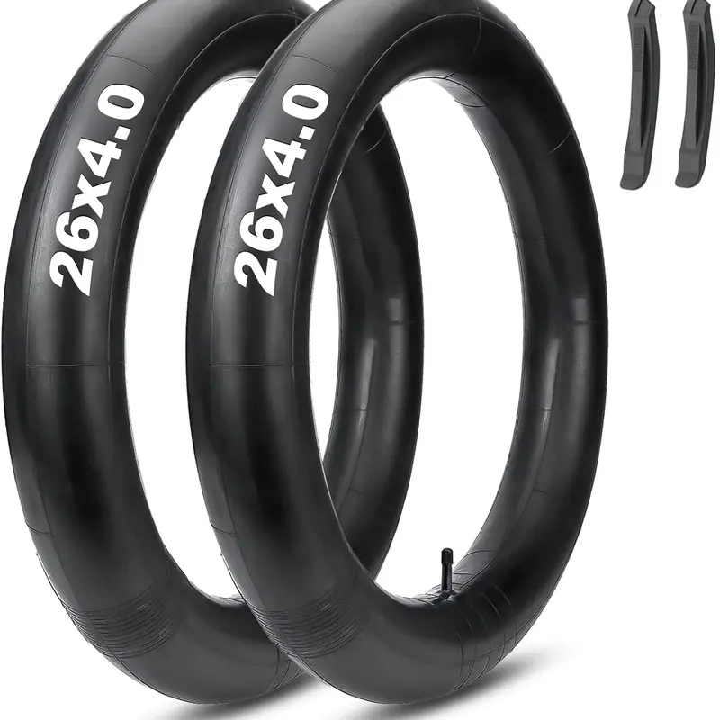 MOHEGIA Fat Bike Inner Tubes - 20x4.0/26x4.0 Inch E-Bike Fat Tire Tubes - Premium Butyl Rubber, Schrader Valve (AV 32mm) - Includes 2 Tire Levers (2-Pack)