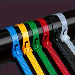 100 Pcs Reusable Nylon Cable Ties, Self-Locking Plastic Wire Straps, Mixed Colors, Durable & Flexible Design, Indoor Outdoor Use, Multipurpose