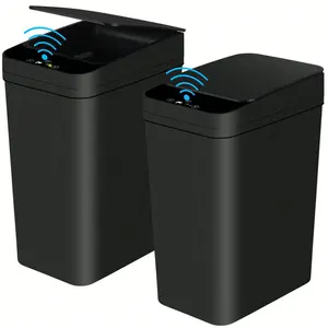 2 Pack 2.2 Gallon Bathroom Trash Cans With Lid Touchless Automatic Motion Sensor Small Slim Garbage Can, Smart Electric Narrow Waterproof Garbage Bin For Bedroom Office Kitchen,Kitchen,Bathroom,Home,Household Cleaner