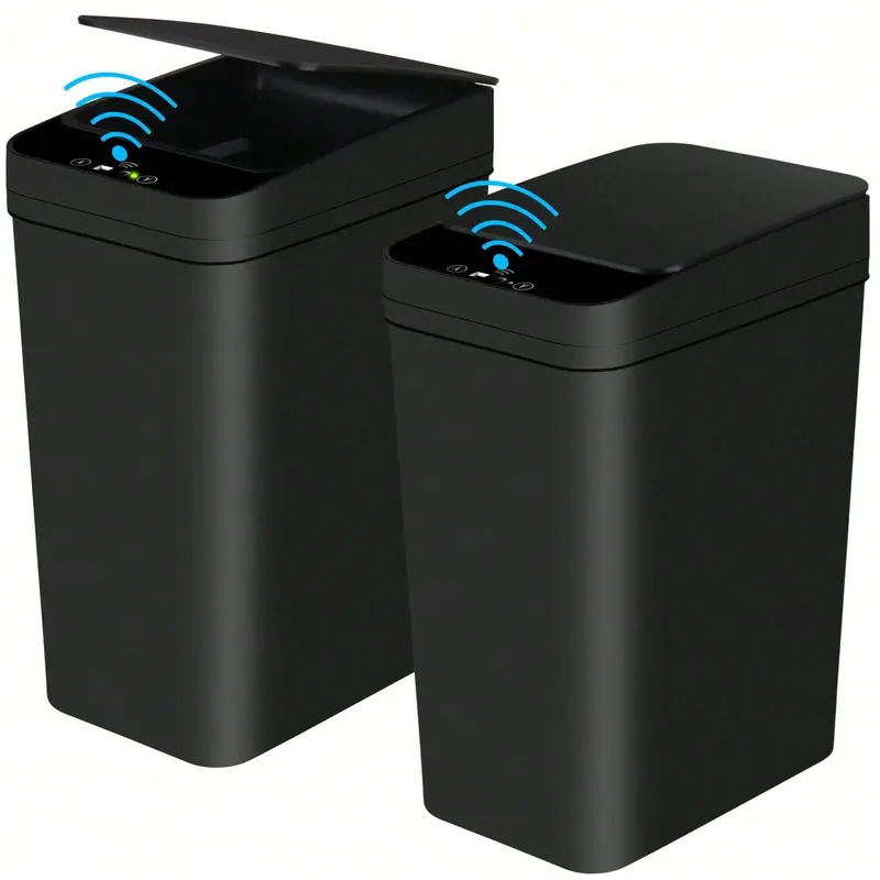 2 Pack 3 Gallon Bathroom Trash Cans With Lid Touchless Automatic Motion Sensor Small Slim Garbage Can, Smart Electric Narrow Waterproof Garbage Bin For Bedroom Office Kitchen,Kitchen,Bathroom,Home,Household Cleaner