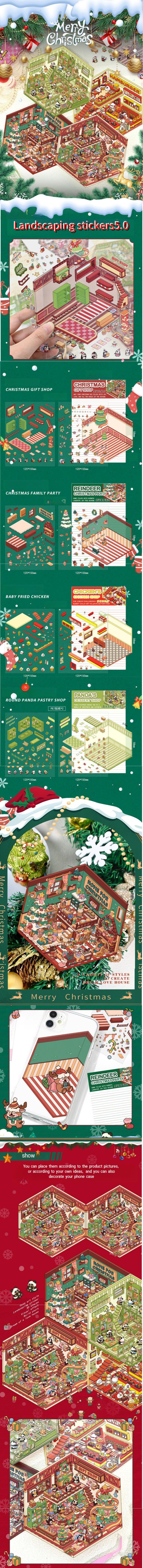 Valentine's Day gift 3D Scene Sticker Book, 4 SetsMiniature Scene Card &e 1 Count Tweezers, Creative SceneSticker Book, Scrapbooking Crafting Kit, Joumal Making.Funny Gift for Halloween Christmas