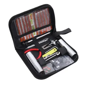 46-Piece Tire Repair Tool Set with Vacuum Pump, Folding Wrench, Hex Key, Car Emergency Kit for Auto, Motorcycle & Electric Bikes, Car Repair Tools