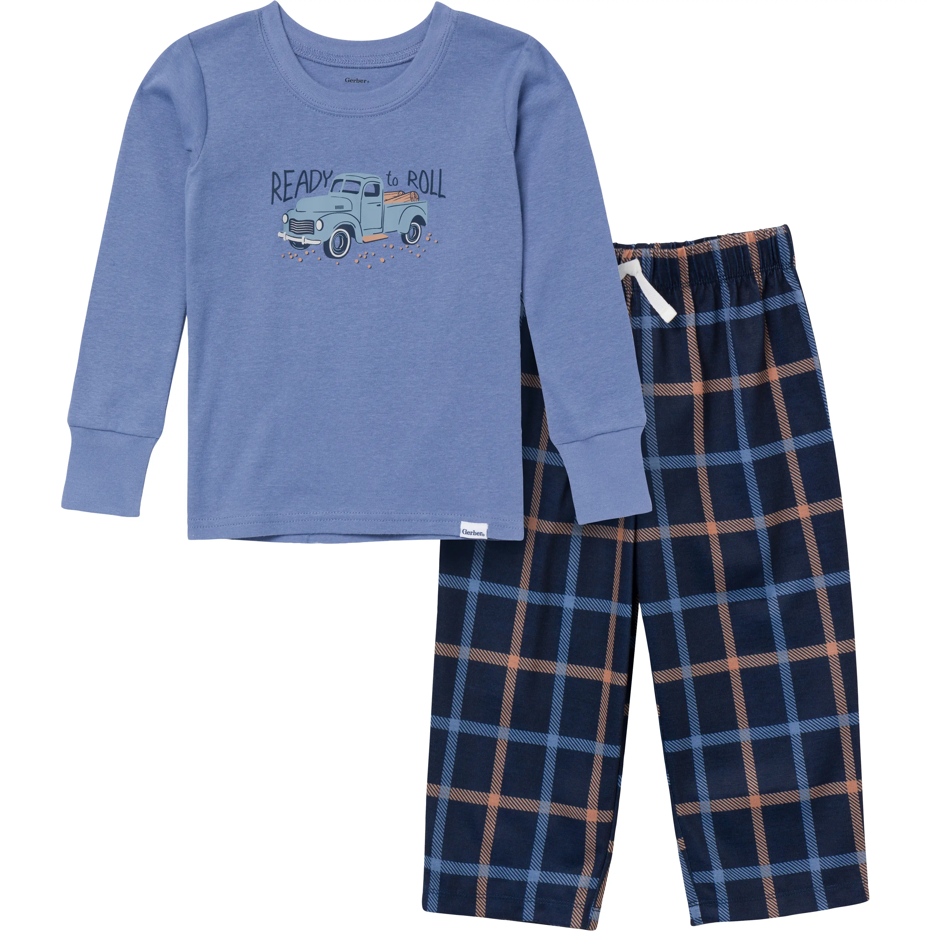 Gerber Toddler Boys' 2-Piece Comfy Pajama Long Sleeve Top and Pant Set