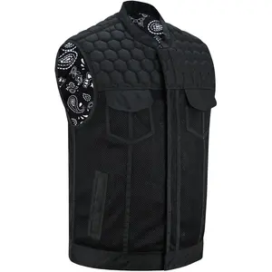 DANIEL SMART Mesh Rave™ Men's Textile Motorcycle Vest with Honeycomb Quilting & CE-2 Armor Pocket for Safety and Comfort