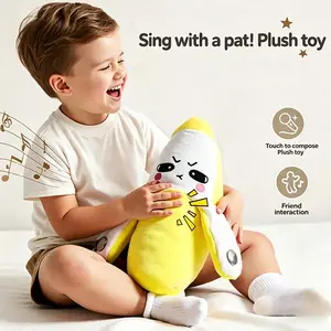 Creative Fruit Induction Metronome Soft Cute Banana Sensory Interactive Playing Joint Music Rhythm Stuffed Early Learning Soft Stuffed Doll