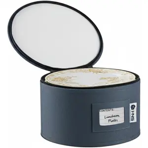 Hard Shell Divided Dinner Plates Storage Container Holds 12 10" Plates Durable Stackable Storage Box for Seasonal Dishware Protection Denim Blue