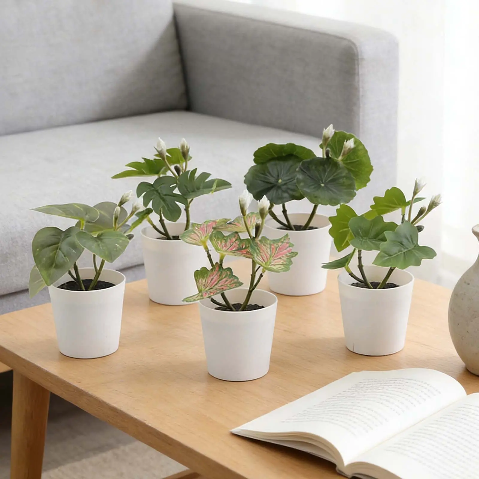 5 Pack Fake Plants for Room Decor,Mini Artificial Potted Plants for Home Office Living Kitchen Classroom Table Shelf Desk Farmhouse Bathroom Indoor Decor