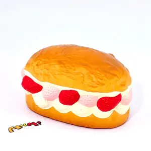 MHM Squishy Pink Strawberry White Cream Bread Scented Stress Relief Toy Features sticky, wet-soft, slow-bounce pastry texture for tactile fun
