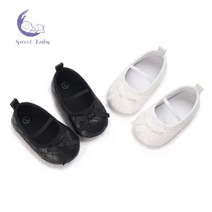 Baby Girls Mary Jane Shoes Bowknot Quilted PU Princess Flats Casual Walking Shoes for Newborn Infant Toddler