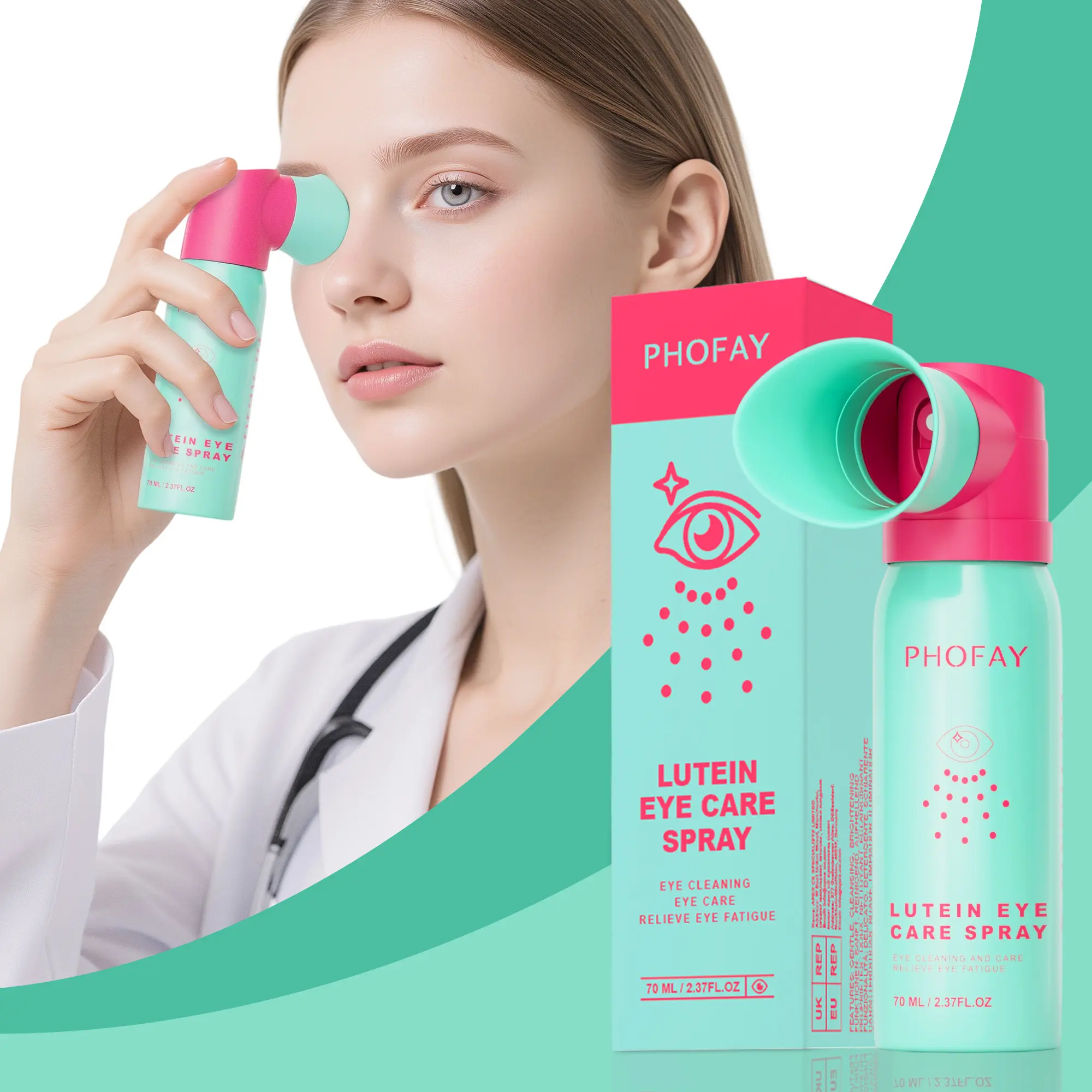Lutein Cooling Mist for Eye Fatigue Relief - Moisturizing, Non-Medical Formula for Home, Study, or Outdoor Use, Suitable for Adults, Office, Phofay, 200G, 24 Months, Daily Care, Portable, Single Item, Soothing