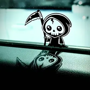 Car Sticker, Creative Mini Grim Reaper Sticker, Cute Grim Reaper Sticker, Waterproof Sunscreen No Residue, Scratch Cover Decorative Sticker