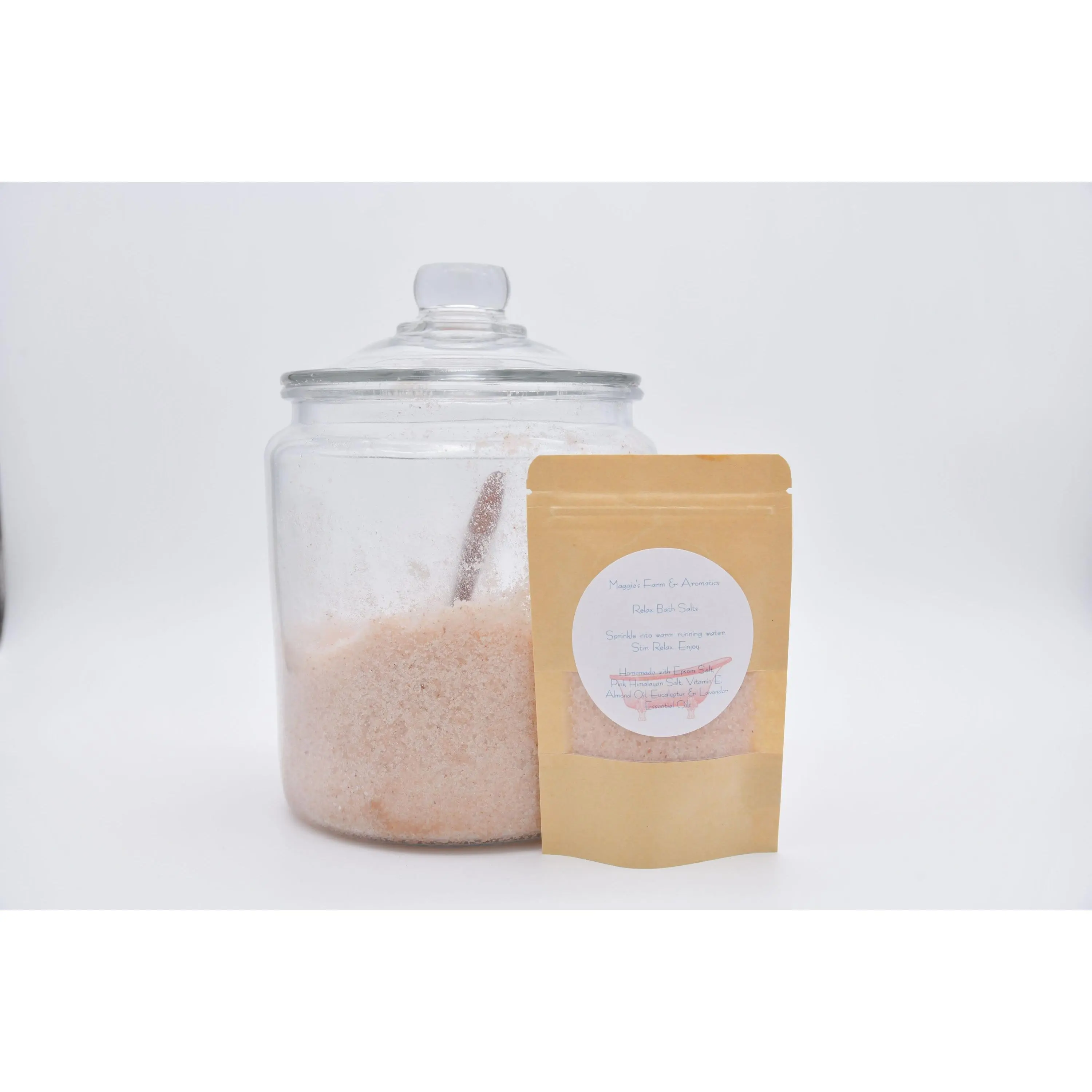 Lavender Aromatherapy Bath Salts, Body Care Essential Oil Soak, Sore Muscle Relief, Kids-Safe Spa Gift for Her