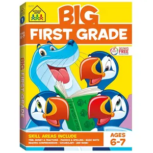 School Zone Big First Grade Workbook: 320 Pages, 1st Grade, Reading Comprehension, Phonics, Spelling, Vocabulary, Basic Math, Time, Money, Fractions, Ages 6 to 7 Paperback – April 18, 2019