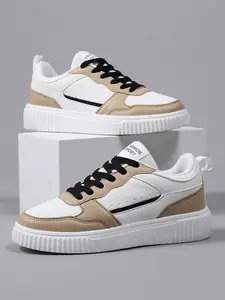 Men's Thick Sole Skateboard Shoes, Retro Colorblock Design, Breathable and Durable, Ideal for Daily Commute, Skating, Street Fashion
