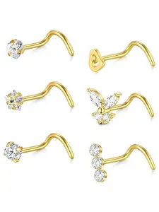 Elegant Women's Stainless Steel Nose Stud Spiral Set, Surgical Steel Nose Piercing Jewelry, Nose Ring Jewelry, Body Jewellery, Perfect for Daily Wear or Gifts!