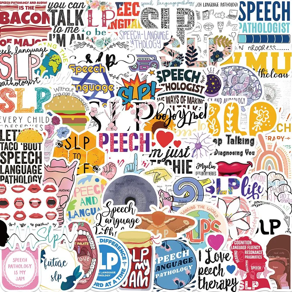 Language Pathology Sticker, 56/1120pcs Cartoon Language Pathology Pattern Decorative Sticker, DIY Decals for Water Bottle, Laptop, Phone Case, Ornaments