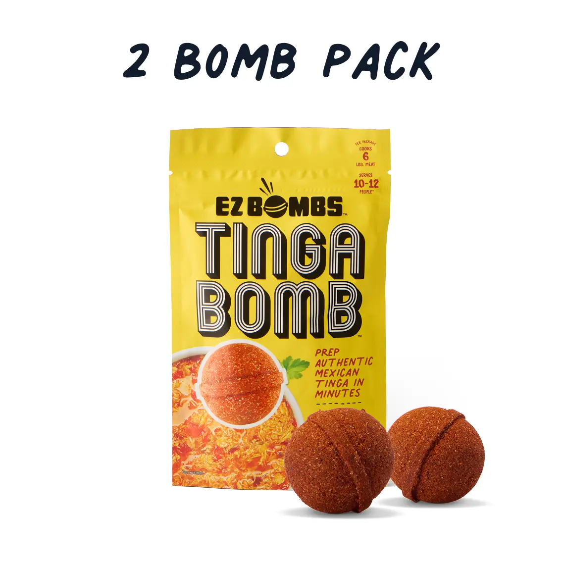 EZ Bombs TingaBomb Seasoning, 2 Bombs Per Pack - Authentic Mexican Seasoning for Smoky Chipotle Tinga Sauce, Tacos, Tostadas, Tortas and More - Bold,