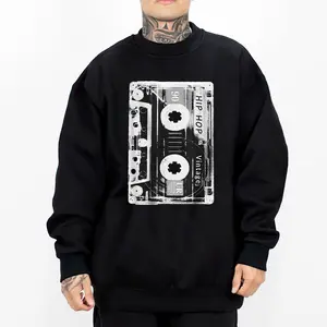 Vintage Cassette Hip-Hop Music Chicano Clothing, Mexican Clothes, Lowrider Clothes, Oversized Graphic Tee Medium Heavy Sweatshirt Hoodie for Men & Women Long Sleeve Fabric