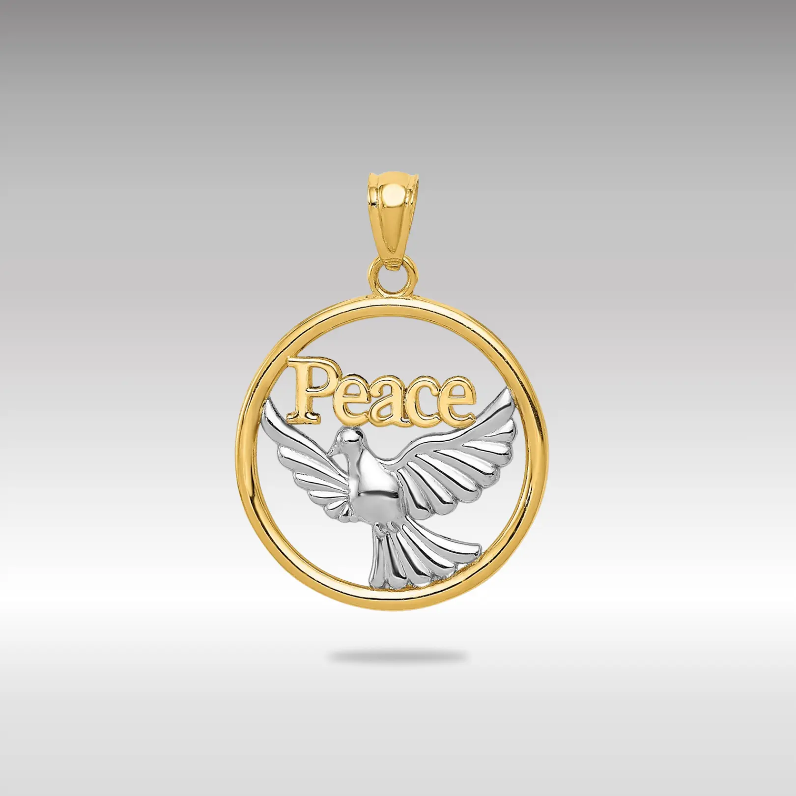 Yellow and White 14K Gold Peace Dove Pendant - Model C4527