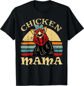 Chicken Mama Hen Momma Funny Farm Mom Vintage Graphic Tees Menswear Casual Cotton Streetwear T Shirts for Women