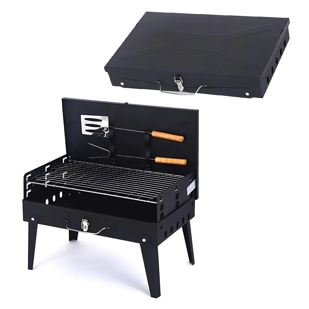outdoor tool barbecue double-sided fireproof stove heater foldable side Charcoal BBQ Hibachi Grill with Grid Lifter Portable Yakitori Grill Stainless Steel Grate for Outdoor Camping Picnic Patio Backyard Cooking hvac tech Food Lock fire pit outdoor outdoo