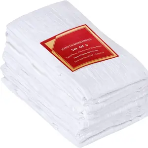[6 Pack - 28 x 28 Inches White Flour Sack Towels 100% Cotton Tea Towels for Cleaning & Drying - Highly Absorbent Kitchen Dish Towels