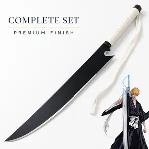 Anime Bleach Ichigo Kurosaki Zangetsu Replica Toy Sword, 39.37 in Blunt Alloy Blade, White-Wrapped Handle, Safe Costume Prop for Halloween Comic Con Collection Cosplay
