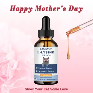 L-Lysine Supplement for Immune Support 60ML Roast Chicken Flavor for Respiratory Health & Eye Function Natural Ingredients - Healthcare, FHV1 Kitty Kitten Wet Vitamin Herb Oil