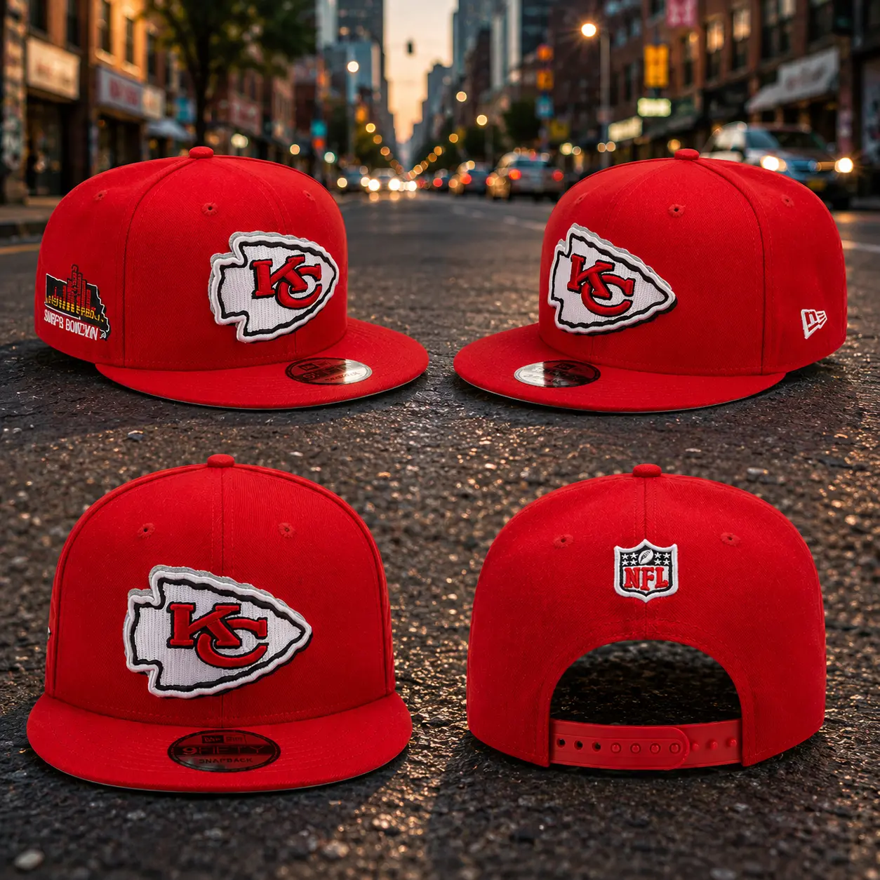 Kansas City Chiefs New Era Red 9FIFTY Snapback Cap – Super Bowl Champions Patch, Adjustable Flat Brim NFL Hat for Men & Women 2026
