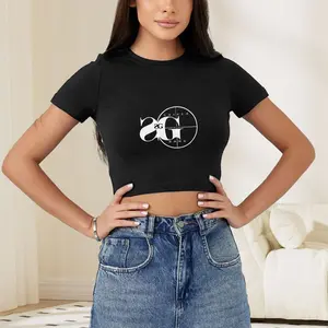 Sniper Gang happy shirts women women short t-shirts girls shirts birthday gift t-shirts tops belly-baring short slim fit Cotton Womenswear Baby Cute Graphic Party Style Casual Crewneck