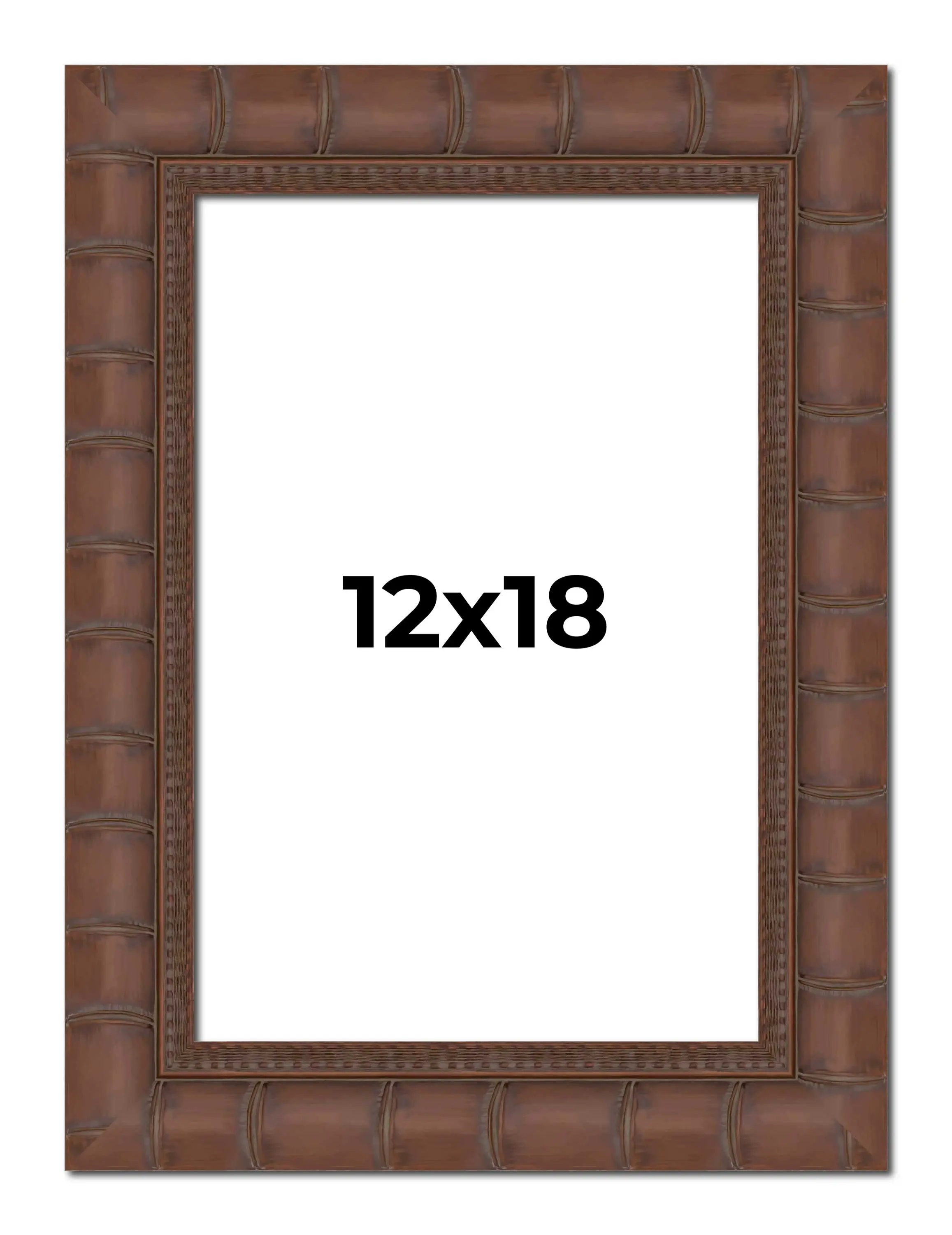 12x18 Brown Wide Bamboo Picture Frame - UV Acrylic, Foam Board Backing, Hanging Hardware